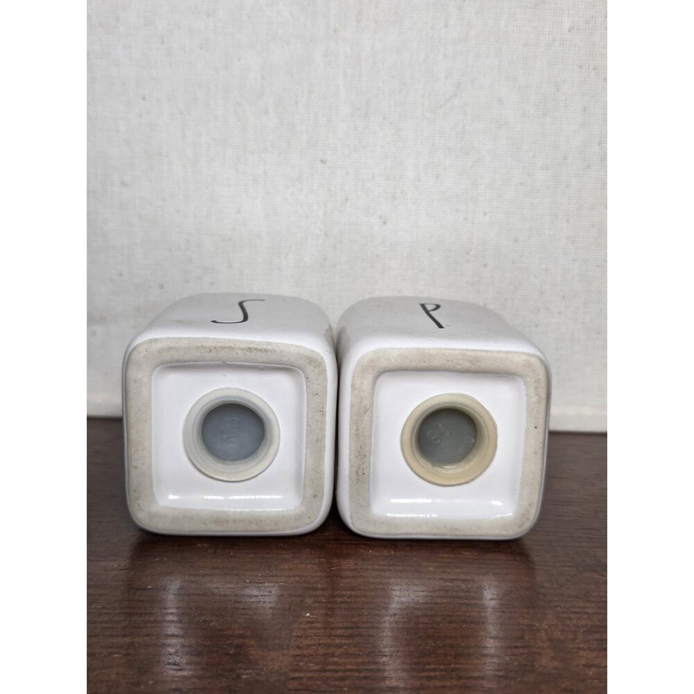 Modern Farmhouse Style Ceramic Salt and Pepper Shakers White Large Font S P - Picture 3 of 5